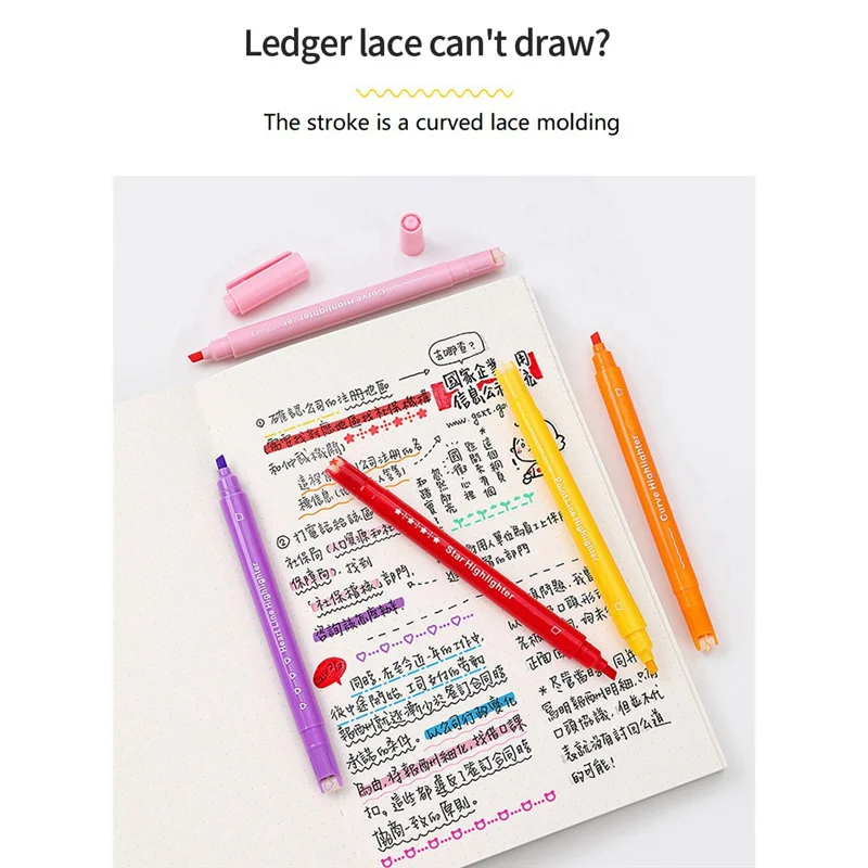 Набор ручек-хайлайтеров в эстетике, 8 различных форм маркеров с двумя наконечниками, ручки для детей, новинка, канцелярские принадлежности, школьные принадлежности