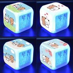 Panda Bear Bubu Dudu Alarm Clocks Kids Room 7 Color Changing Multifunction Sensing Glowing Desk Clock Child Christmas Gifts