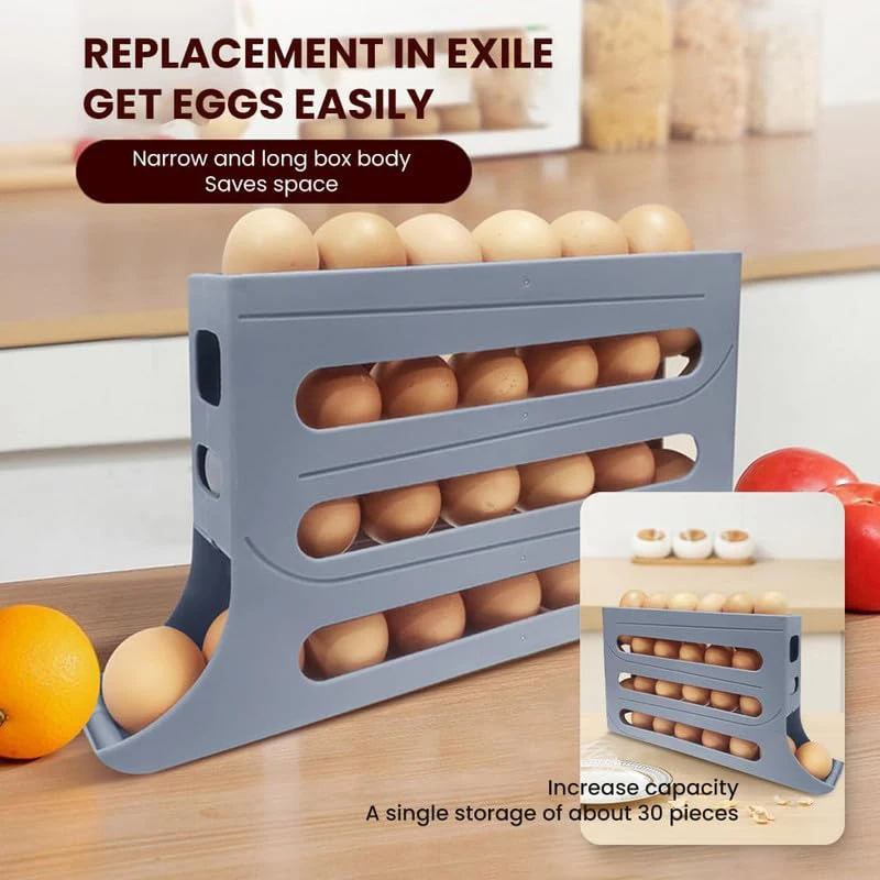 Food Grade Egg Rack Holder Automatic Egg Rolling Tool Slide Egg Storage Box Refrigerator Side Door Storage Box