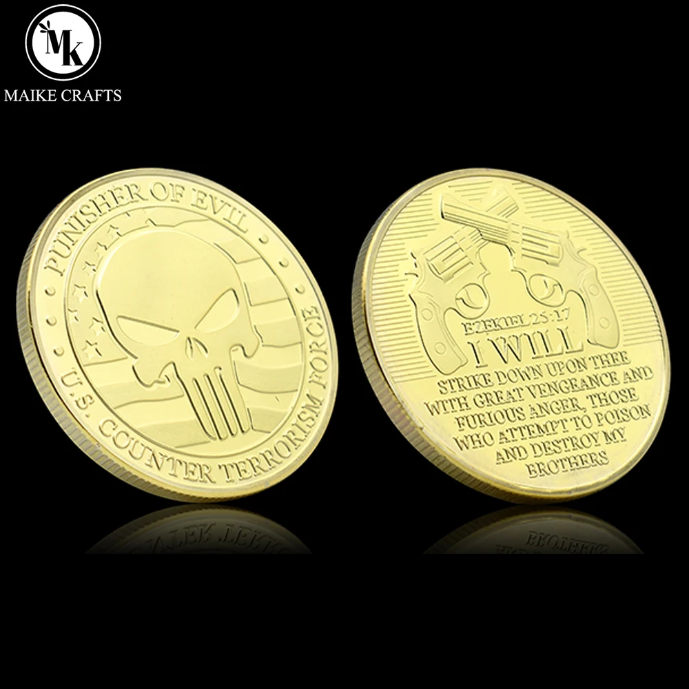 Punisher of Evil Coin U.S. Counter Terrorism Force  Commemorative Coin Gifts Gold Plated Challenge Coin Home Decoration