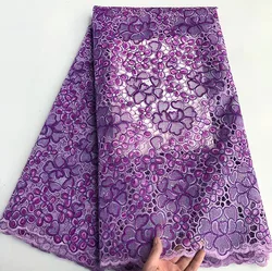 African Handcut Organza Fabric with Large Sequins, Shine Peach, High Quality, 5 Yards
