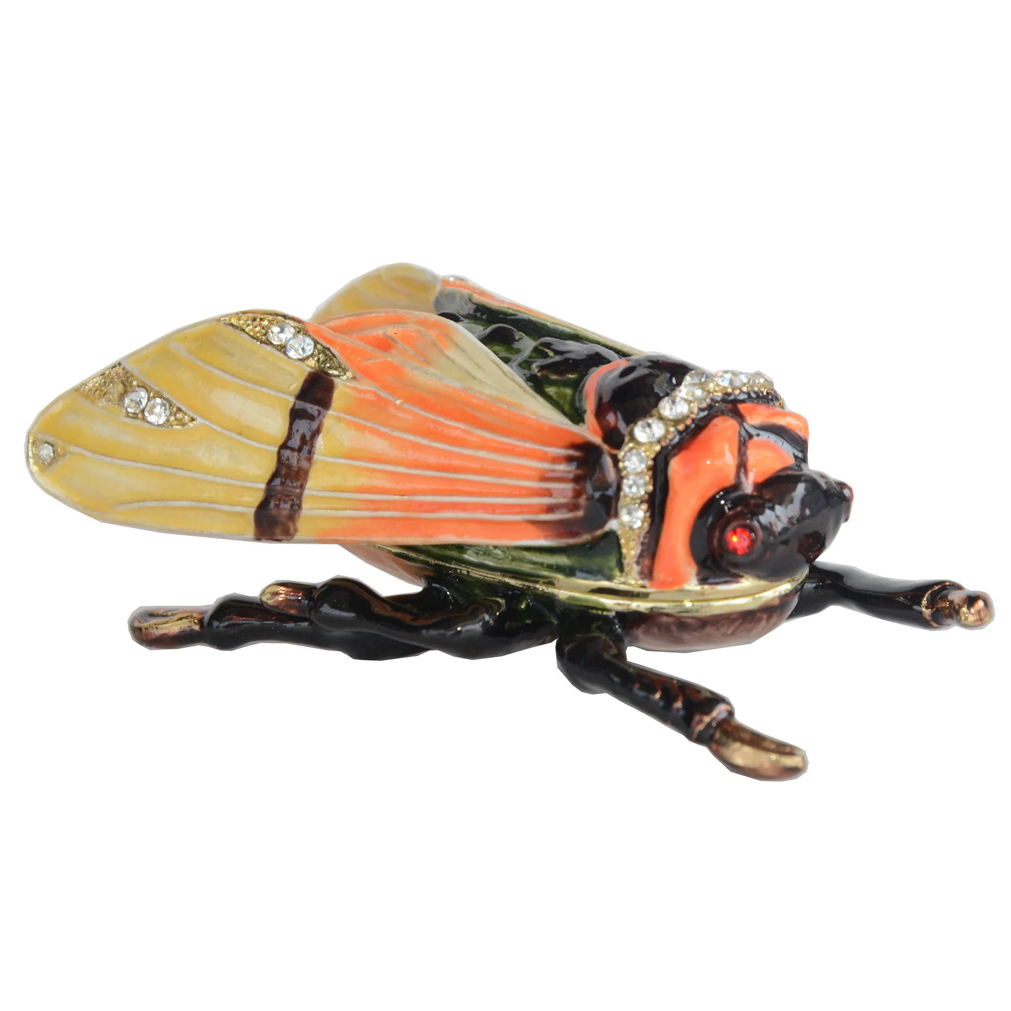 Cicada Insect and Bug Enamel Jeweled Trinket Jewelry Box Unique Gifts for Him