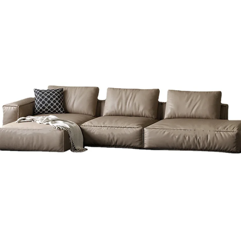 

Modern minimalist Italian minimalist first-layer cowhide corner leather sofa combination