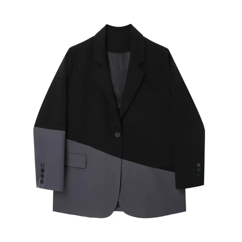 French Retro Splicing Casual New Style Suit Design Temperament Versatile Jacket Top Suit for Women