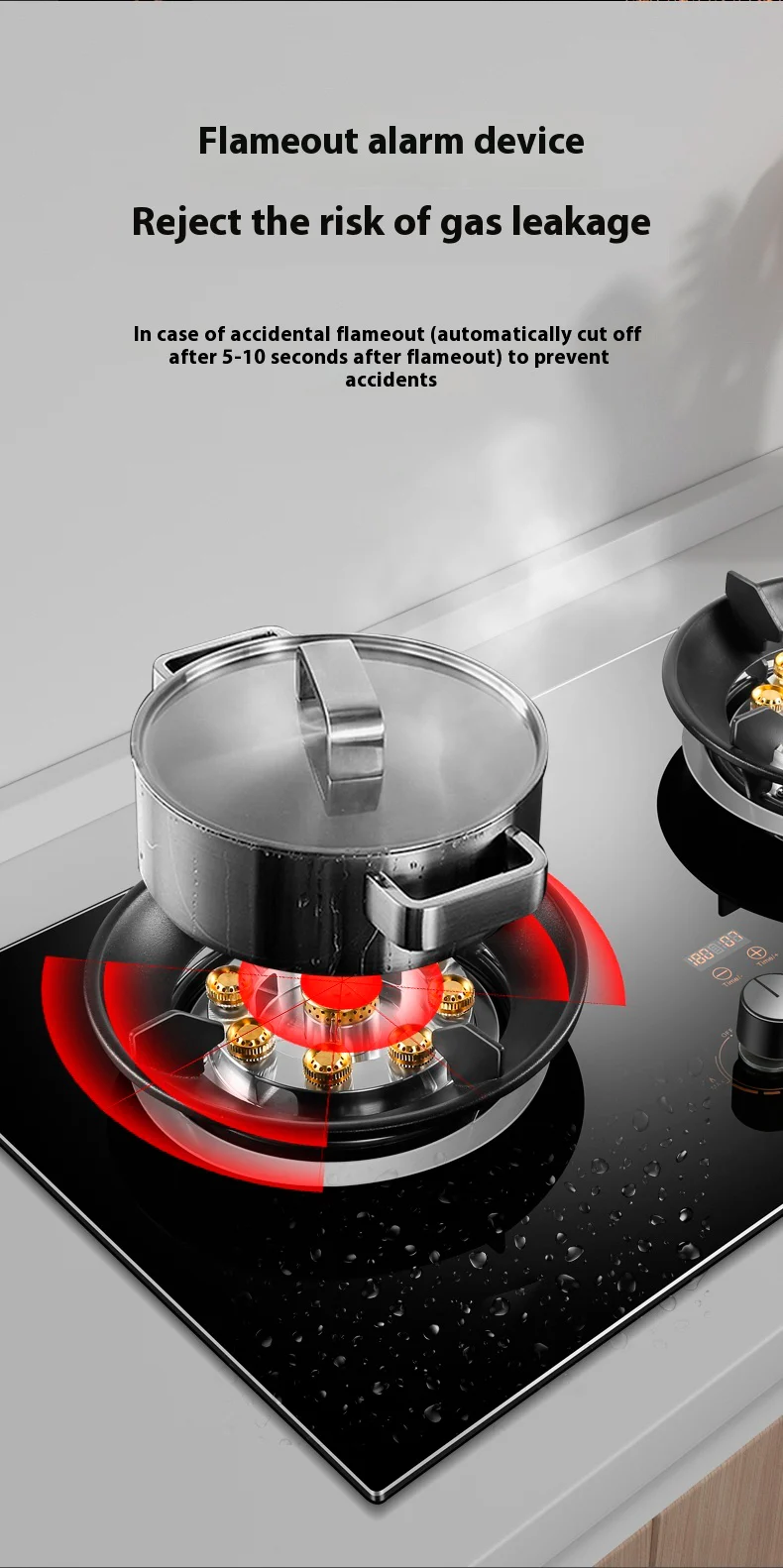 Fornello a gas a risparmio energetico da 5,2 kW 2 fuochi Doppio tavolo GPL per uso domestico Piano cottura a gas naturale Piano cottura a gas incorporato con fuoco feroce