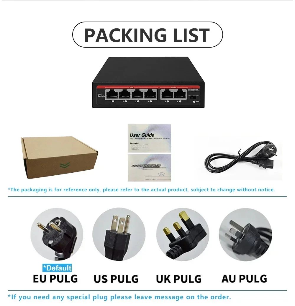 

EWIND 6-портовый PoE 10/100 Мбит/с AI Smart Ethernet-коммутатор с 2 портами Uplink RJ45, идеально подходит для IP-камер и беспроводной точки доступа