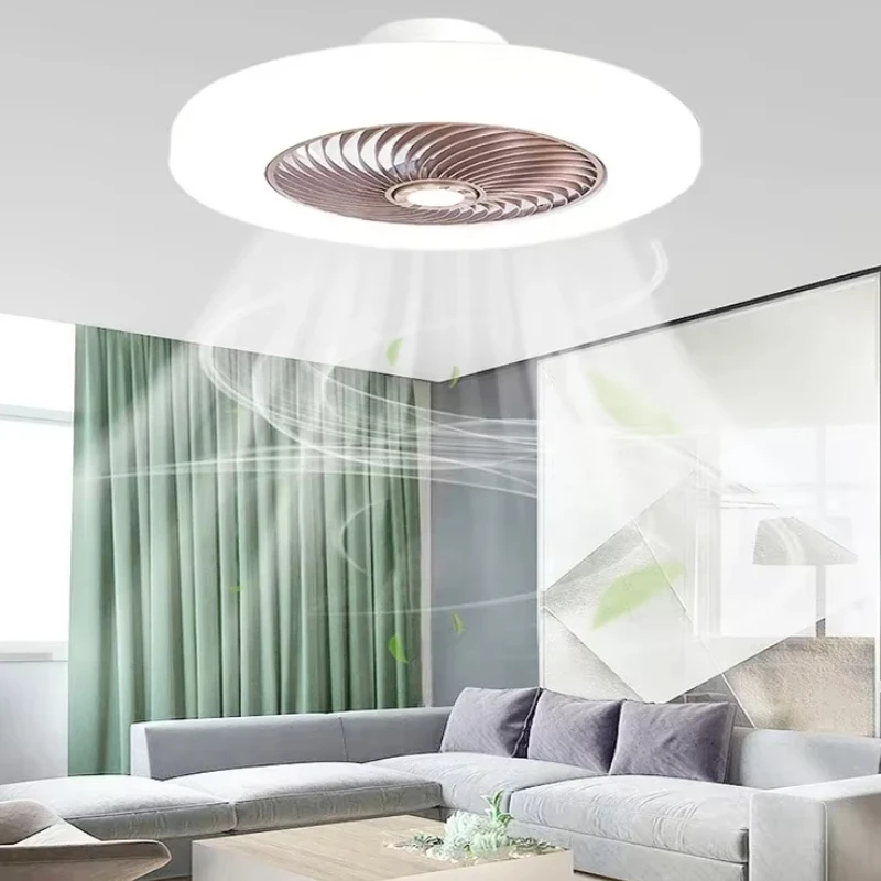 Venda quente ventilador de teto inteligente com luzes controle remoto quarto decoração lâmpada 52cm ar lâminas invisíveis retrátil silencioso