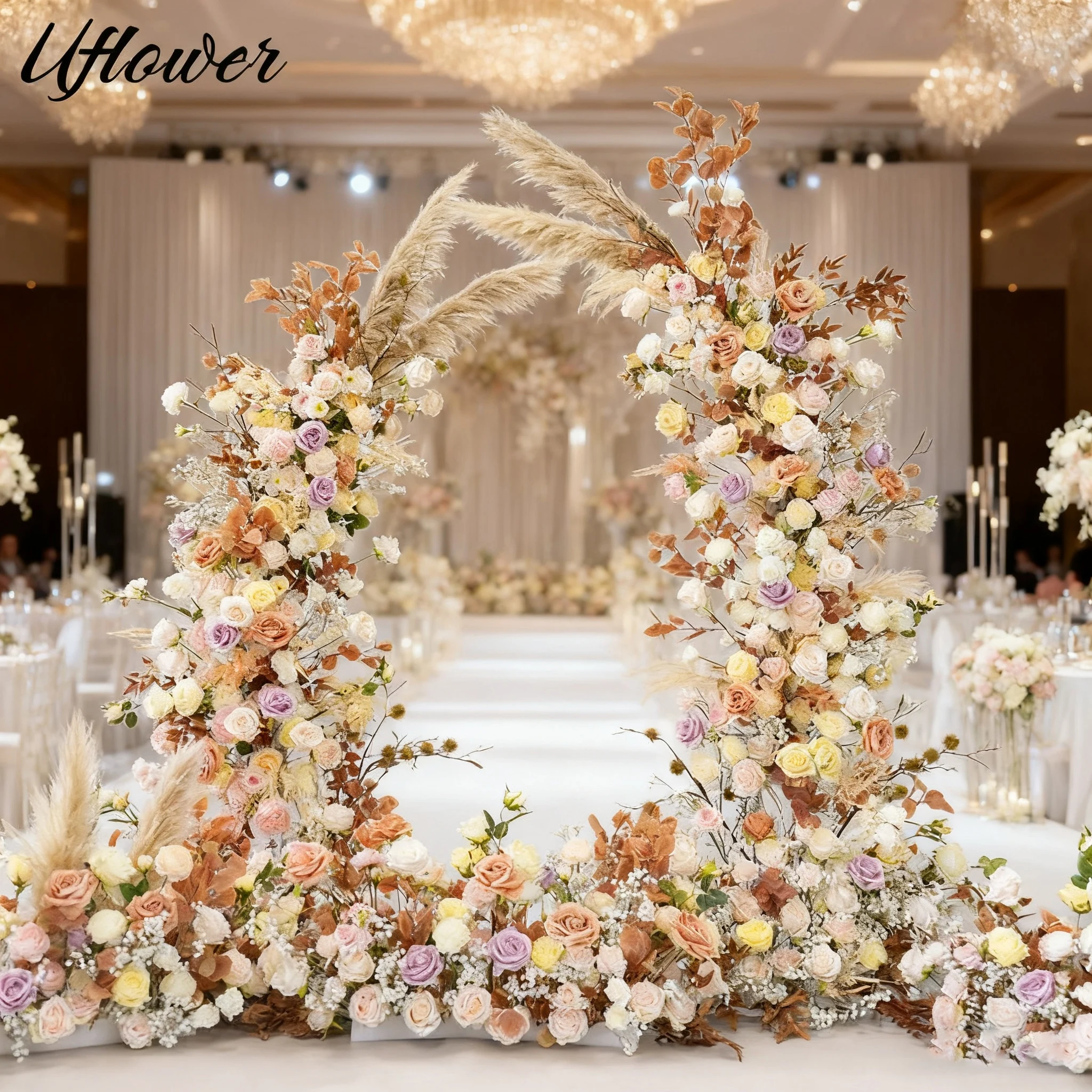 

Uflower Шампанское Белая Цветочная Композиция Свадебная Арка Цветы Форма Рога Центральные Украшения Стола Шар Искусственный Цветочный Подставка Декор