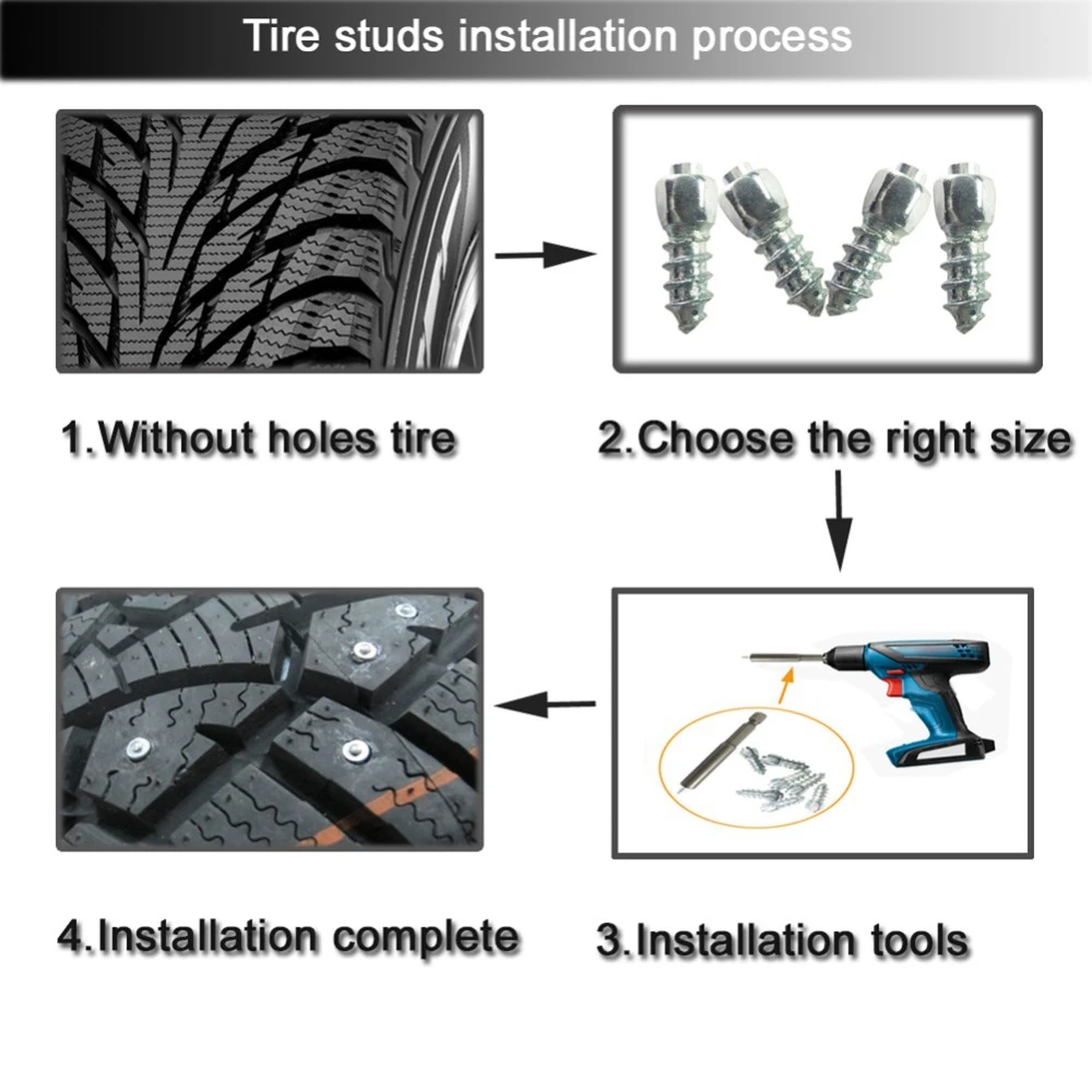 타이어 스터드 카바이드 스크류 스노우 스파이크, 자동차, SUV, ATV, UTV 자동차 타이어용, 얼음 방지, 12mm, 100PCs