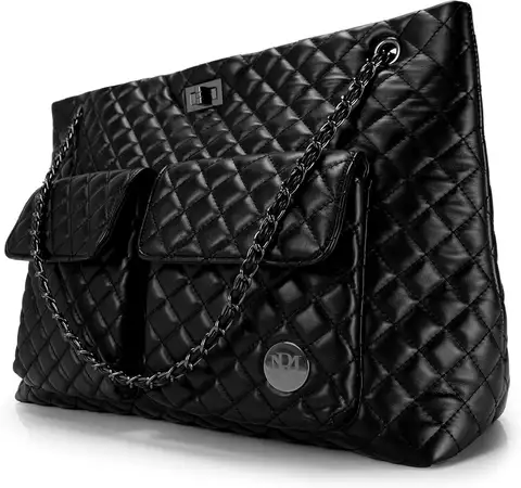 Quilted Vegan Leather Tote Weekender Travel Bag for Women, Durable and Stylish