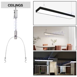 2Set/4Pcs 1.5m Lights Suspension Kit Adjustable Luminaire Hanging Wire Steel Cable for Aquarium LED Ceiling Billboard Panel lamp