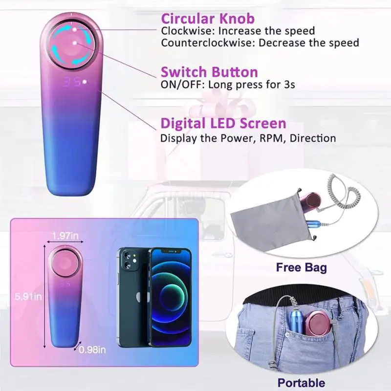 Perceuse à ongles électrique professionnelle Rechargeable 35000 tr/min, lime à ongles pour acrylique, Gel, manucure et pédicure, outils de forme de polissage