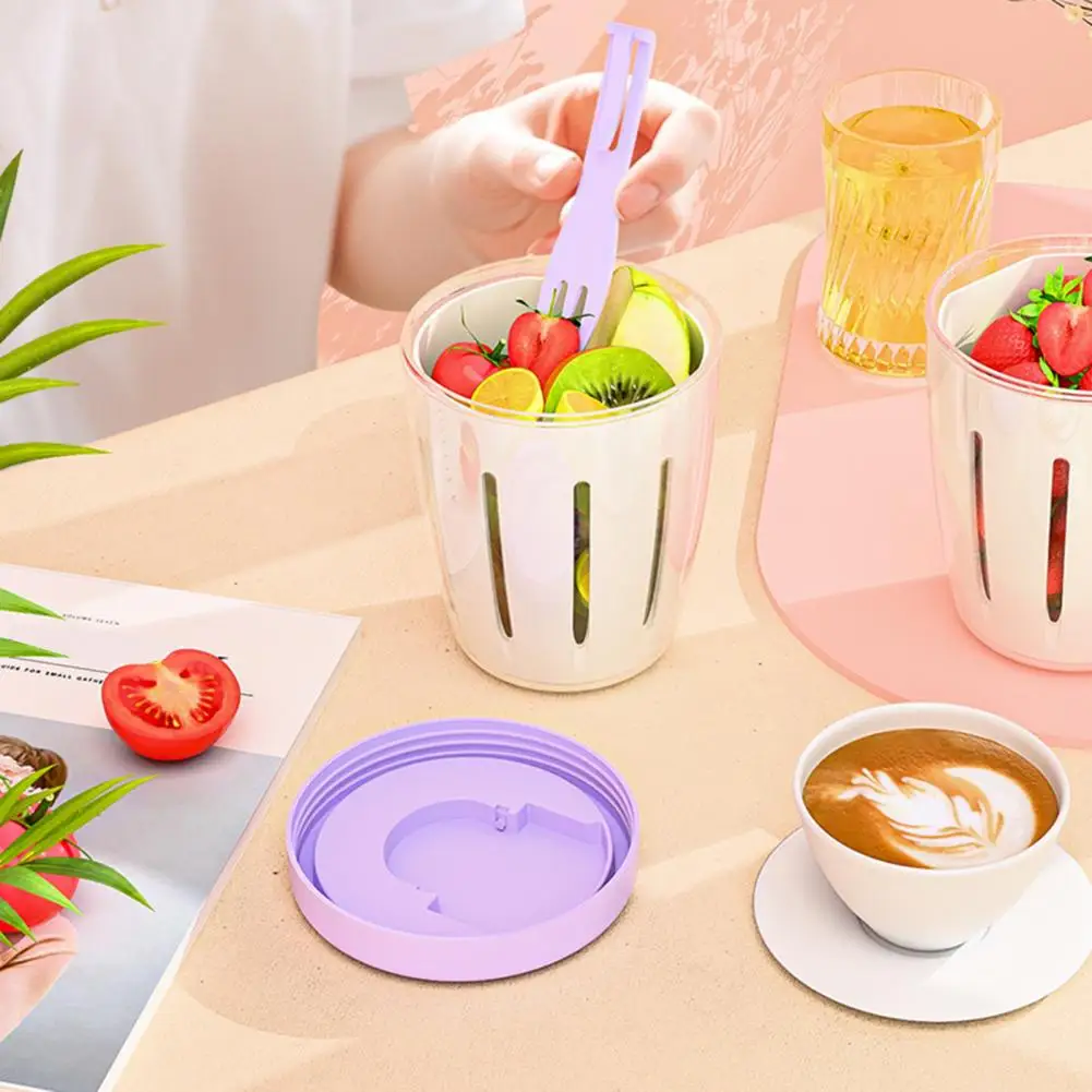 

Leak-proof Fruit Container Portable Double-layer Salad Cup with Fork for Picnic Travel Leakproof Sealed for Outdoor for Picnic