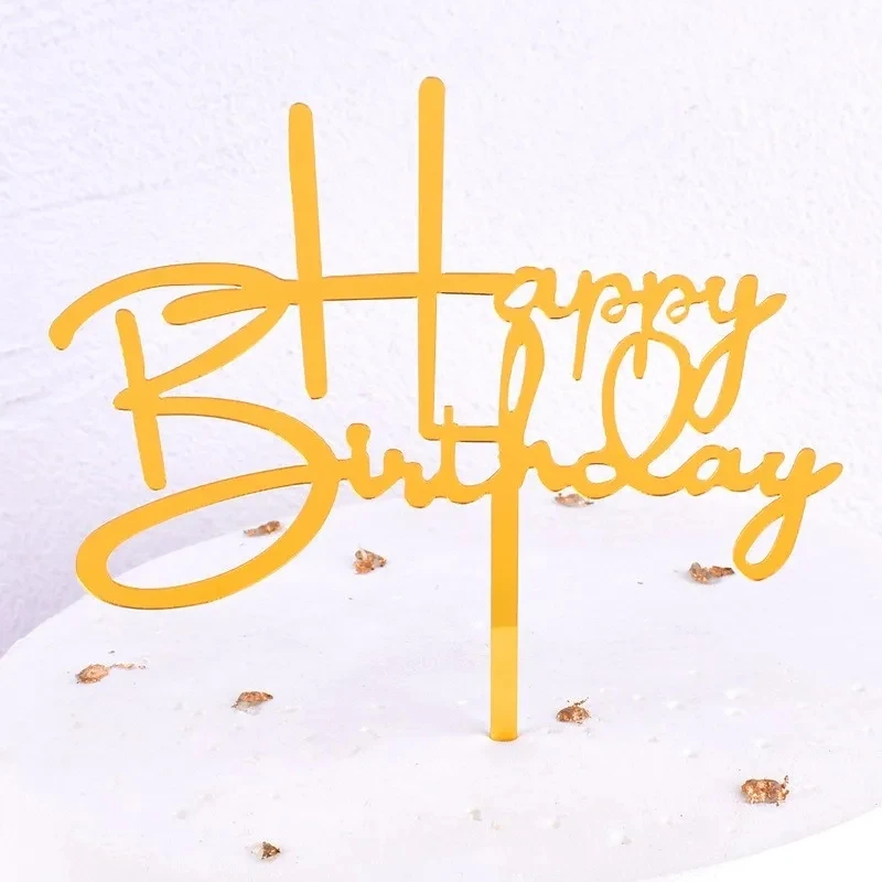 10pcs Multiple Styles Happy Birthday Cake Topper Black Gold Cake Toppers Baby Shower Cake Birthday Party Cake Flag Decorations 1 image 2