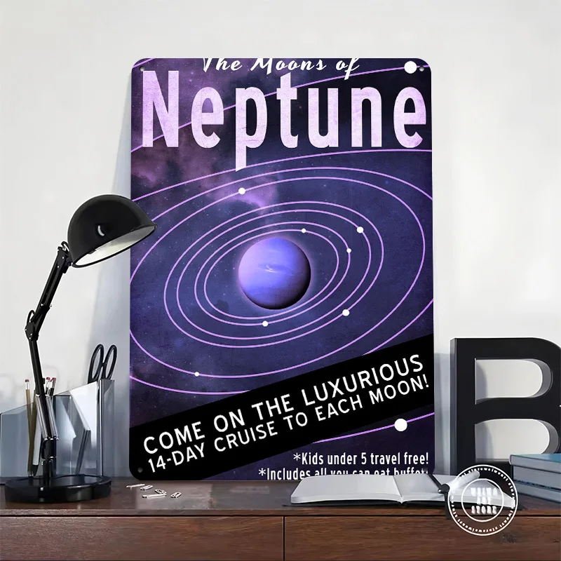 Visit Neptune Personalized 3D Textured Metal Poster Wall Art Vintage Tin Signs for Desk Decor Room Home Decorations House Items