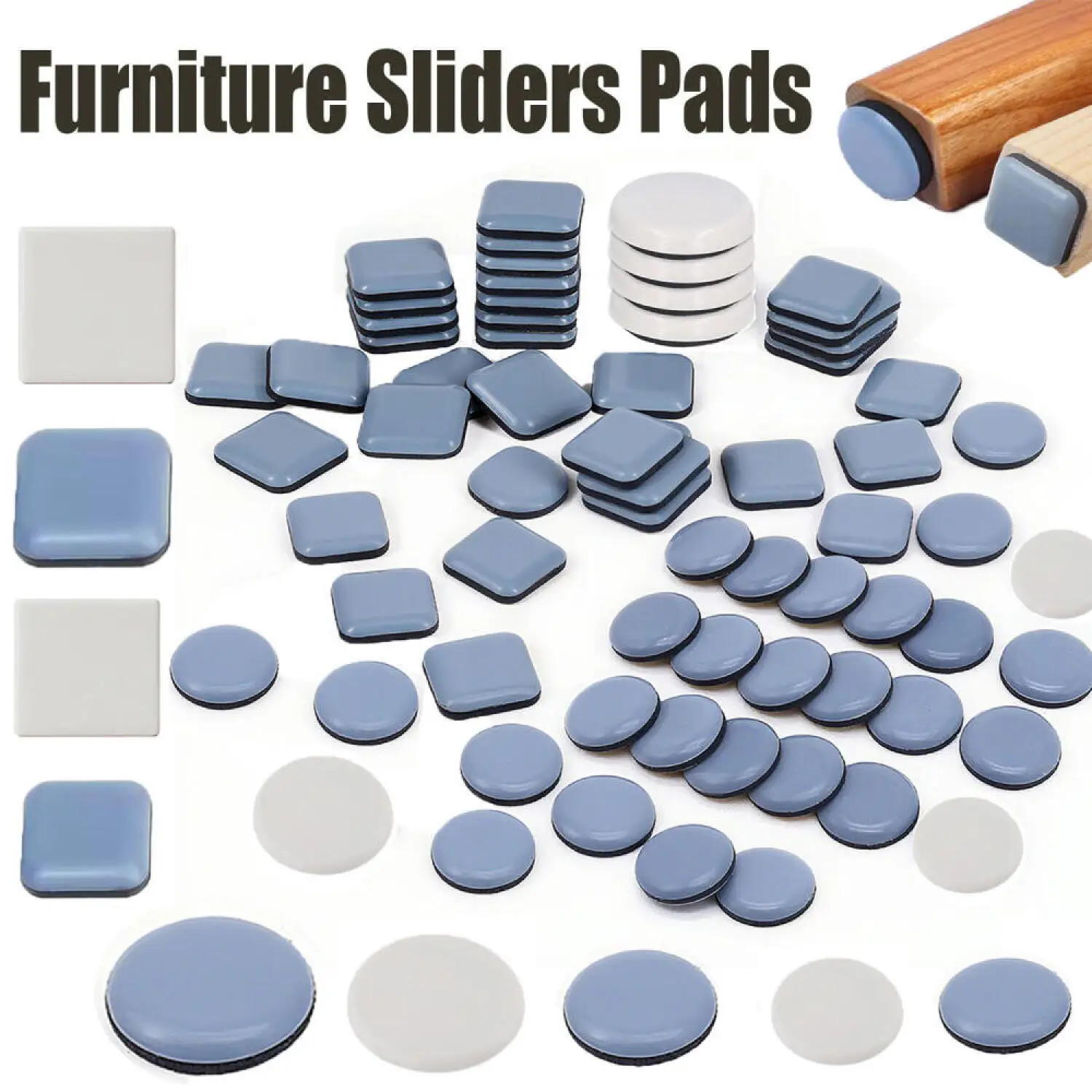 24-4Pcs Furniture Sliders,Self-Adhesive Chair Leg Floor Protectors Pads,Anti Scratch Easy Glide Floor Movers for Table Sofa Bed