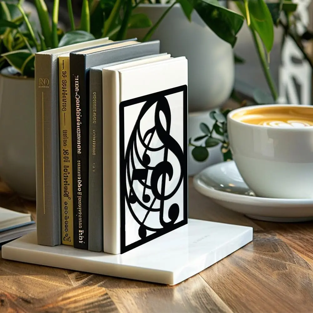 Premium Music Note Metal Bookend Music Lover Bookworm Reading Accessories Office Supplies Gift for Friends
