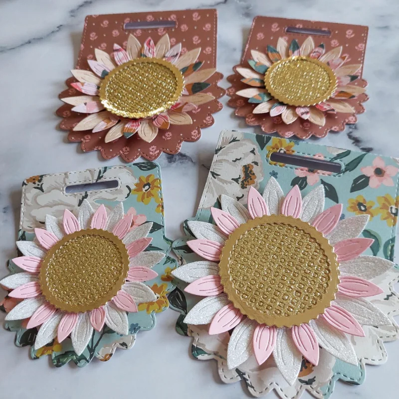 2-rozmiary Sunflower Bag Topper Metalowe wykrojniki do scrapbookingu DIY Album Papierowe karty Dekoracyjne rękodzieło Wytłaczanie Wykrojniki