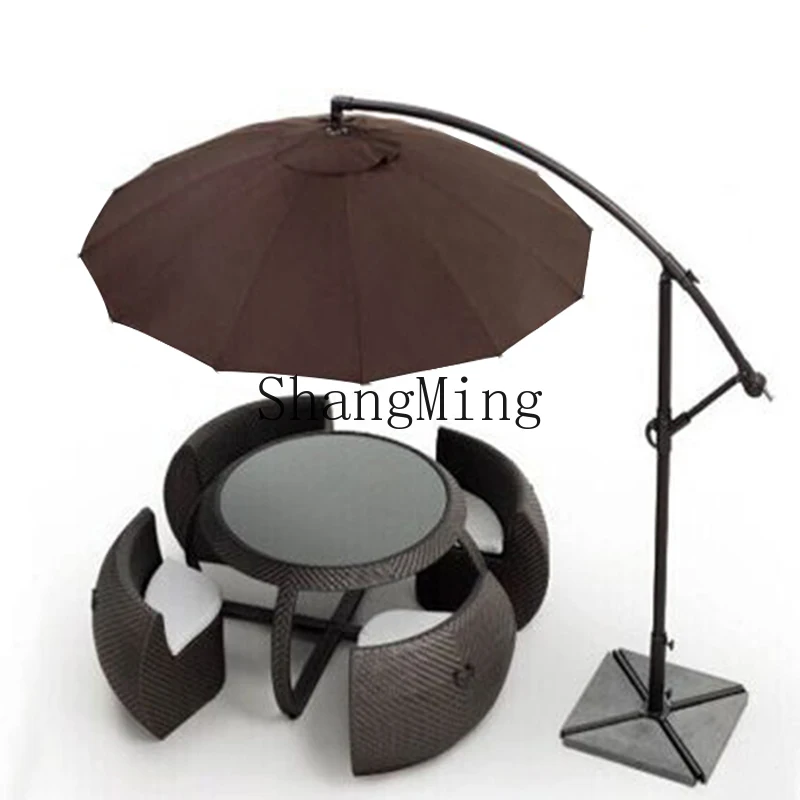 

CL Outdoor Patio Table and Chairs Outdoor Terrace Sun Protection Waterproof Rattan Leisure Homestay Parasol Rattan Chair Set