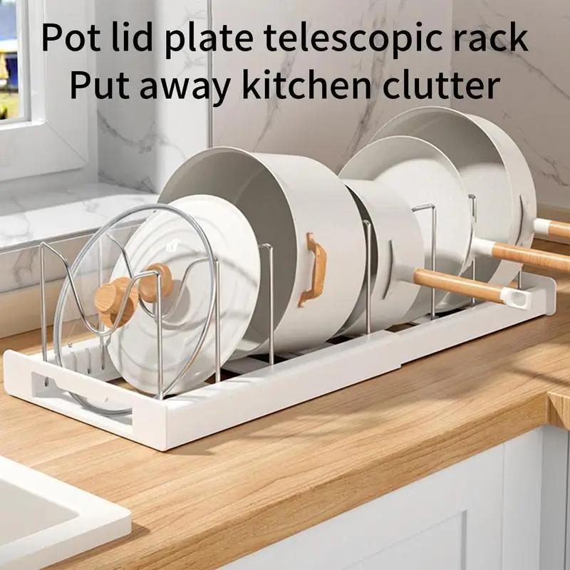 Pot Storage Rack for Baking, Expansível Pan Shelf Organizer, Bronze Panelas Organizador, 7 Compartimento Ajustável