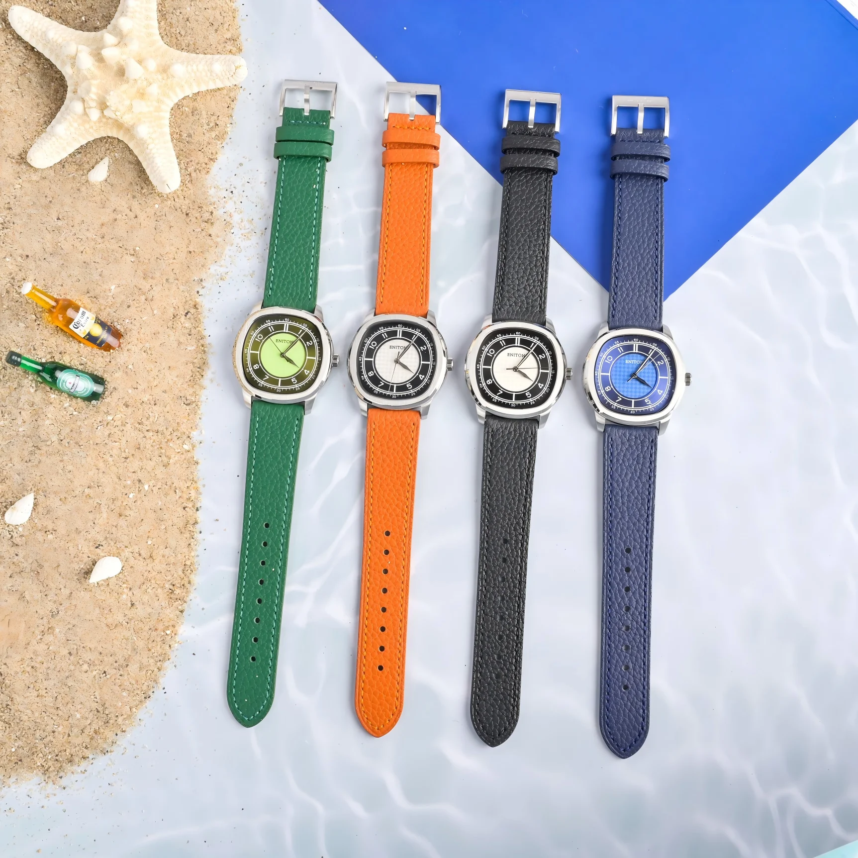 

ENITON Quartz Watches Fluororubber Band FKM 316L Steel Swiss 5030D Movement Men Fashion Watch Sapphire Crystal Luminous Watch