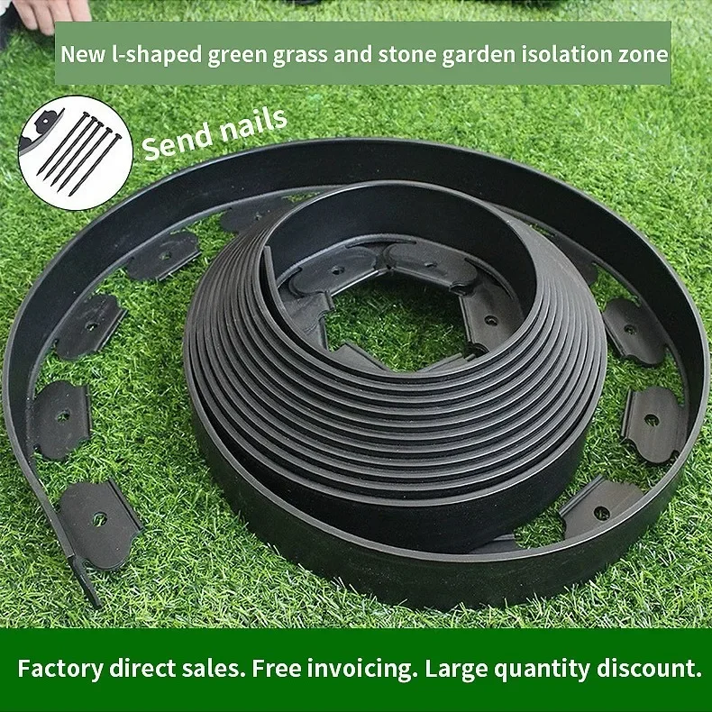 Grass Stone Isolation Zone L-shaped Courtyard Garden Collect Border Strips Retaining Board Plastic PE Green Lawn Divider Strip