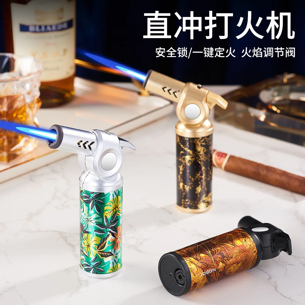 

JOBON прямая надувная зажигалка с синим пламенем, ветрозащитный большой распылитель, прижигание сигар, уличный воспламенитель для барбекю, подарок