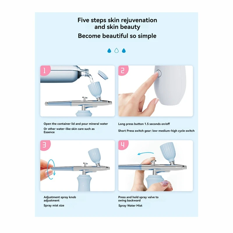 Rechargeable Cordless Airbrush Compressor Auto Handheld Portable Wireless Air Brush for Art Makeup Water Replenishing image 6