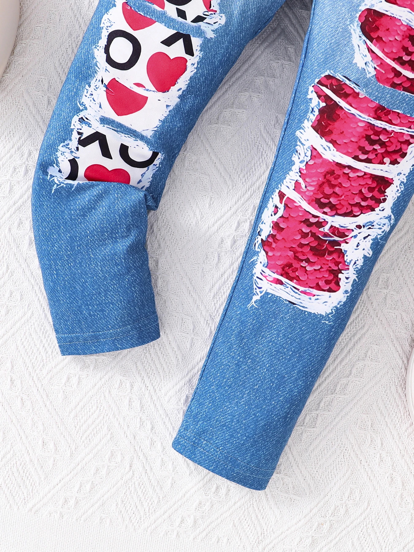 طقم بناطيل ضيقة زرقاء ورقبة مستديرة محبوكة للأطفال ، ملابس بنات ، وردي ، موضة الخريف ، 2 *