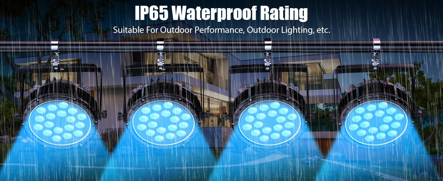 Yiflamefly 180W Wasserdichte Par-Scheinwerfer 18x10W RGBW LEDs Bühnenlicht DMX Par Can für Outdoor-Hochzeiten, Beleuchtungsperformance, Bar, KTV – Detail 6
