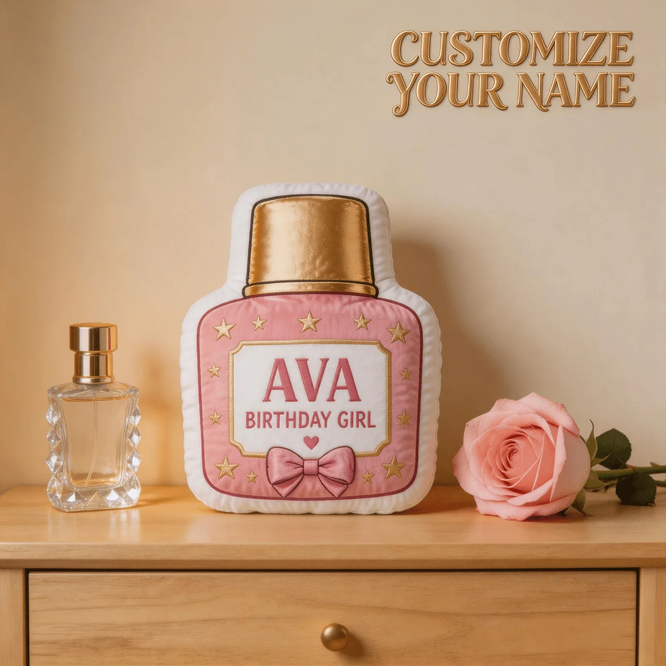 Custom Personalized Photo Shaped Pillow, Perfume Bottle Design Decorative Cushion, 70CM Large Size Accent Pillow for Sofa & Bedr