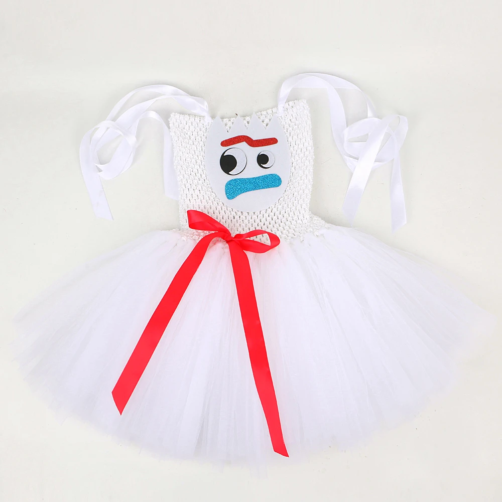 Toy Story Forky Costume for Girls Kids Christmas Halloween Fancy Tutu Dress Outfit with Mask Children Carnival Party Deguisement