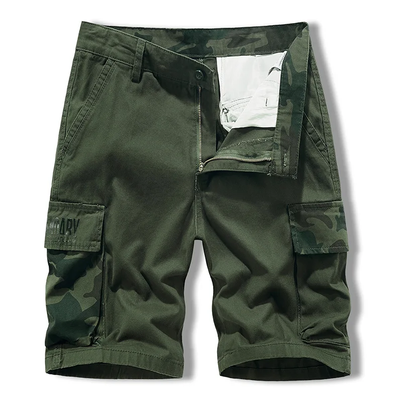

GIOIOMen's Shorts，2025Spring and Summer New Loose Straight Multi-Pocket Camouflage Printing Decoration Workwear Shorts