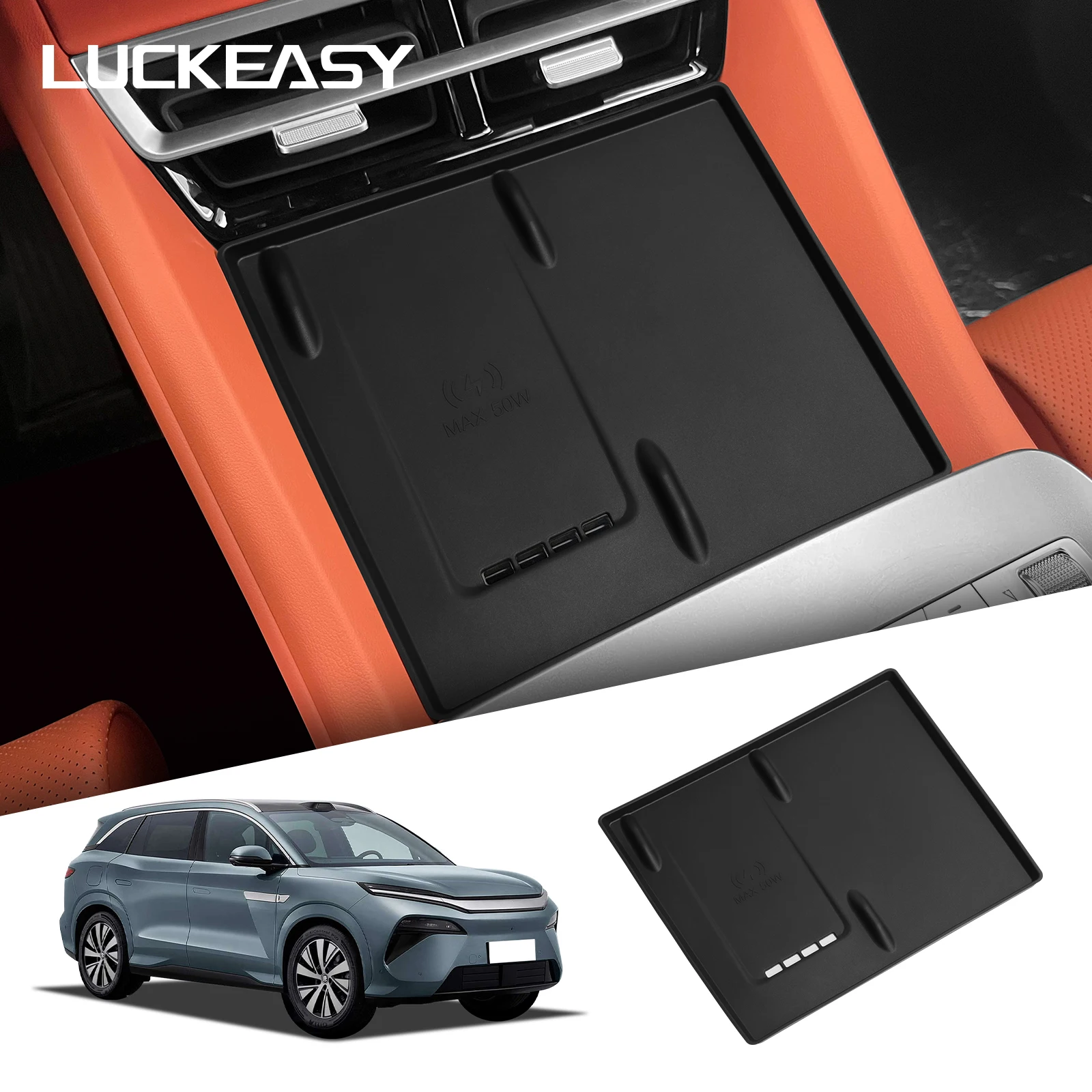 LUCKEASY for BYD Tang L/Atto 8/Sealion 8 2025 2026 Wireless Charging Pad Car Phone Non-slip Pad Protective Mat Only Fit LHD