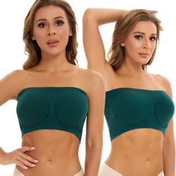 Top de tubo Invisible para mujer, Sujetador Bandeau sin costuras, lencería sin tirantes de imitación, Tops cortos sexys