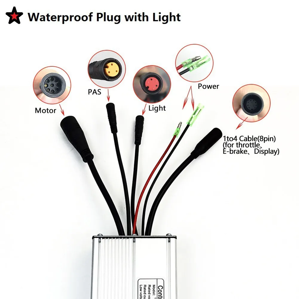 

Advanced Waterproof Controller KT15A Suitable for 250W Brushless Motor Use with Integrated Display and Headlight Switch