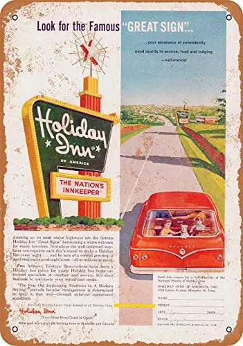 การตกแต่งบ้านโลหะสำหรับโรงแรมในวันหยุดสไตล์วินเทจขนาด8x12นิ้วใหม่20x30ซม. 1962