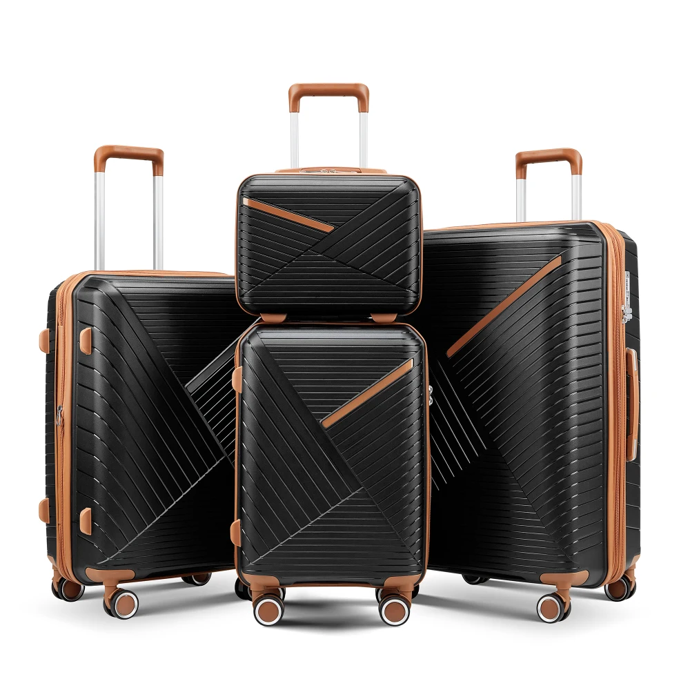 

14/20/24/28 Inch 4Pcs PP Luggage Set Expandable Lightweight with Double 360° Mute Spinner Wheels TSA Lock