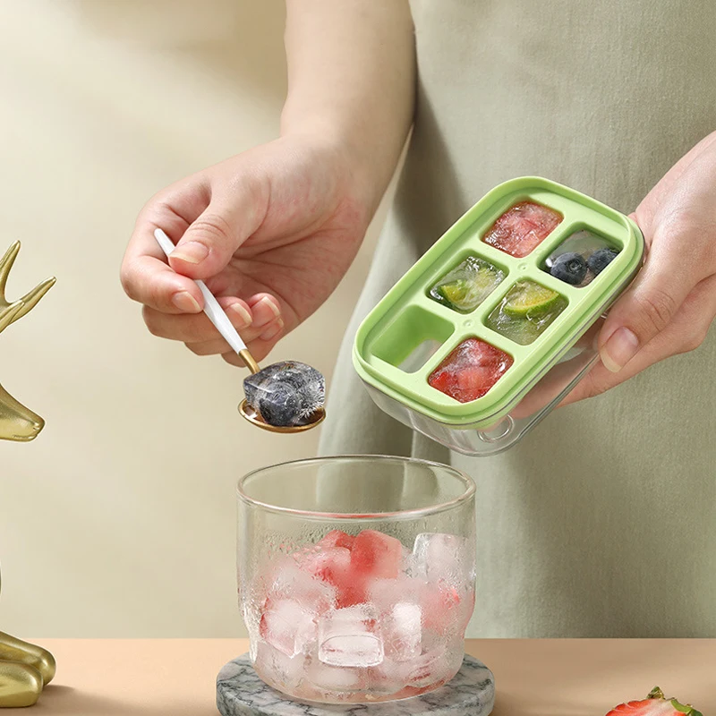 2024 New Durable Push Release Mini Ice Cube Mould with Lid, Square Silicone Ice Tray for Home and Parties