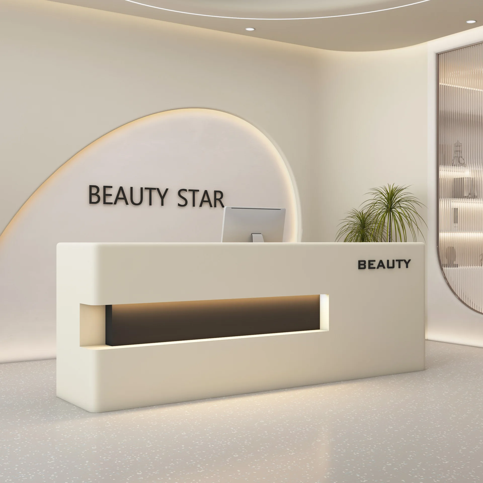 Beauty salon clothing store checkout page training institution kindergarten simple light luxury anti-collision arc front desk