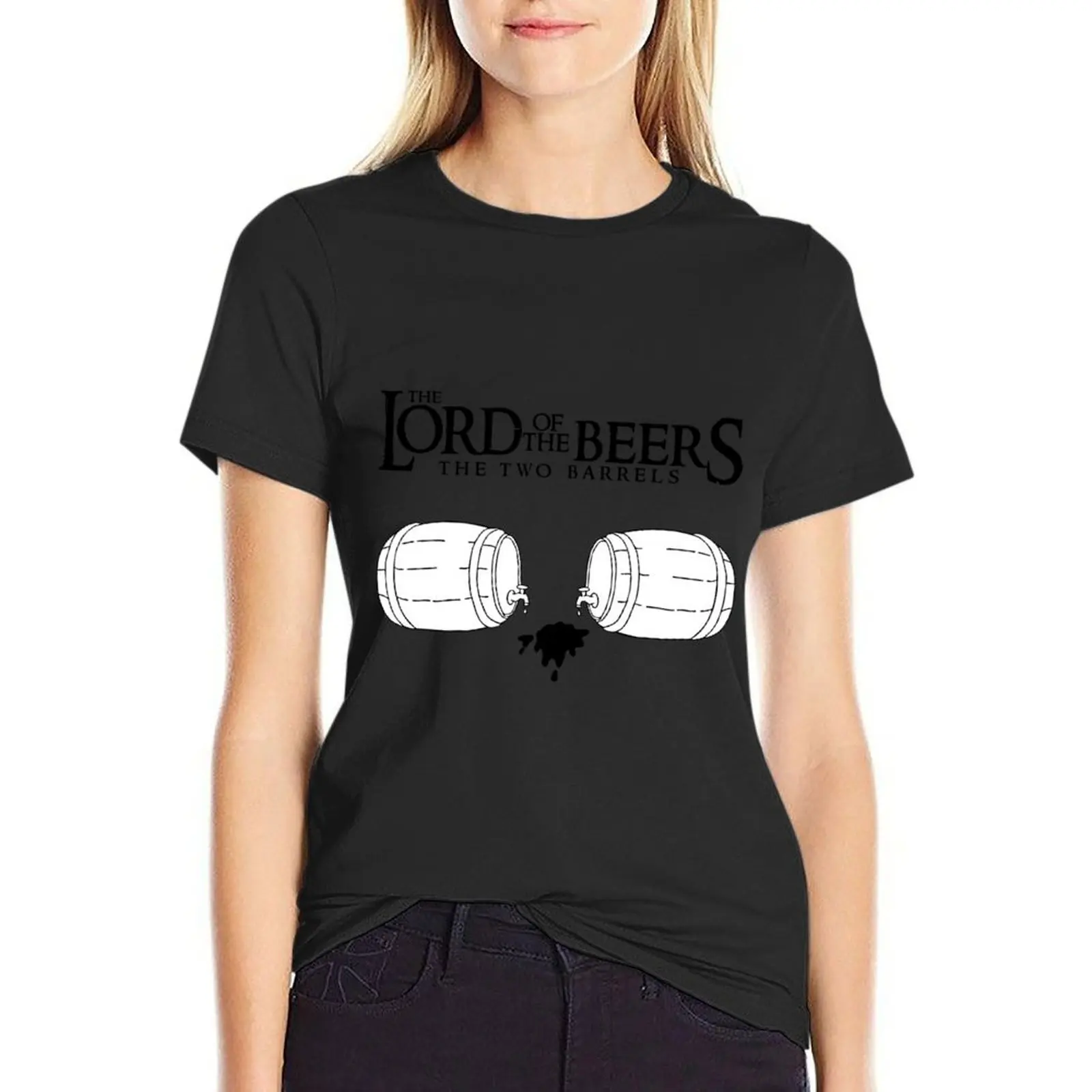 Lord of the Beers - The Two Barrels T-Shirt vintage clothes Aesthetic clothing Short sleeve tee t-shirts for Women pack