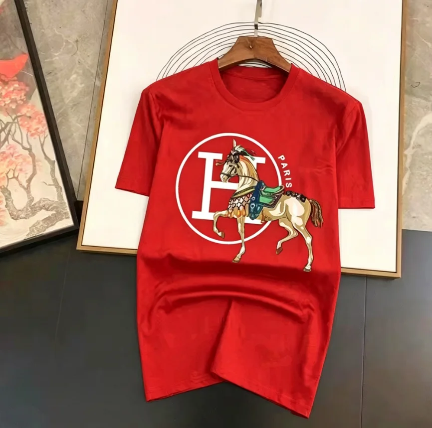 2026 New Vintage Decorative Horse Pattern T-Shirt - Unisex Round Neck Short Sleeve Casual T-Shirt