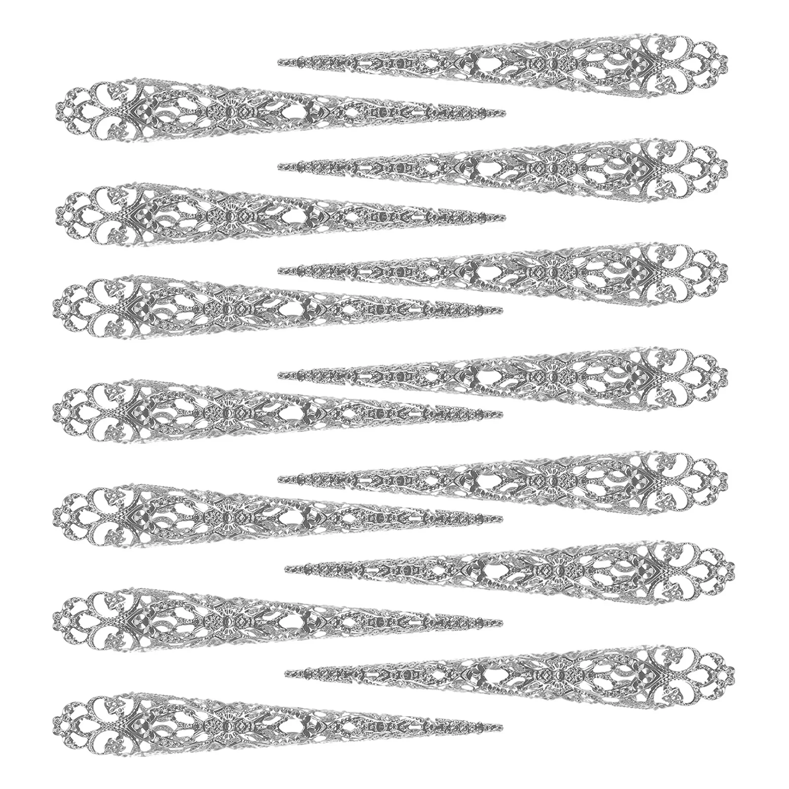 20 stuks Gothic Nail Claw Ringen Holle Metalen Kunstnagels voor Vrouwen Halloween Kostuum Props Vintage Vingertop Sieraden Party