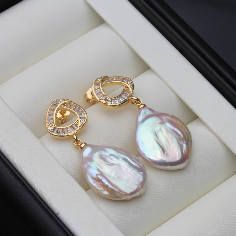 Echte Natürliche Barock-Perlenohrringe für Damen, Niedliche Weiße Süßwasserperlen 925 Silber Ohrringe, Geschenk zum Jahrestag für die Ehefrau – Detail 4