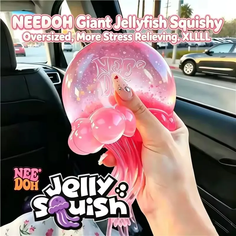 Trending Nee Doh Jellyfish Squish Toy, Soft Jelly Squeeze Stress Relief Fidget Toy, Sensory NeeDoh Toy