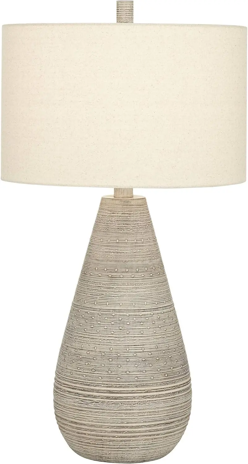 Modern Textured Vase Table Lamp Thirty Inch Gray Natural
