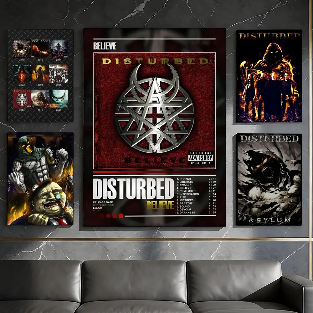 Metal D-DisturBedS Band Poster Waterproof Peel & Stick Wall Sticker Self Adhesive Art Decor For Living Room Bedroom