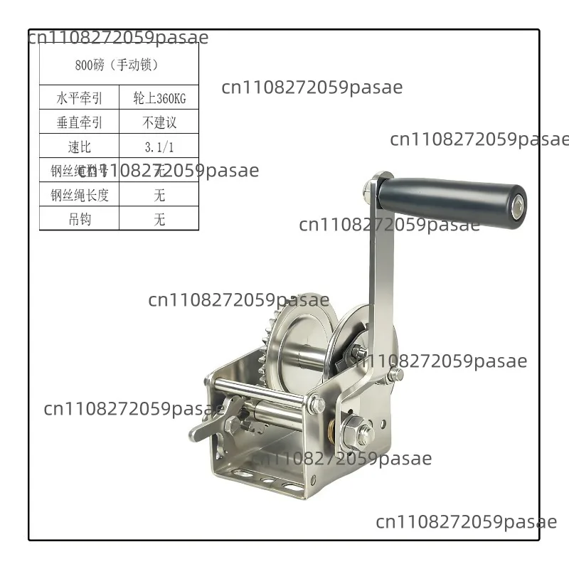 Hand-Crank Winch: 304 Stainless Steel, Corrosion-Resistant, Rust-Proof, Eco-Friendly Manual Locking Winch, Small Crane