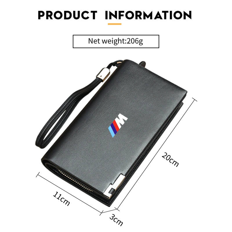 Men Fashion Business Long Wallet Bank Card Handbag Coin Bag Gift For BMW 1  3  5 Series X1 X4 X5 X7 G20 G38 F20 F39 F48 E46 E60