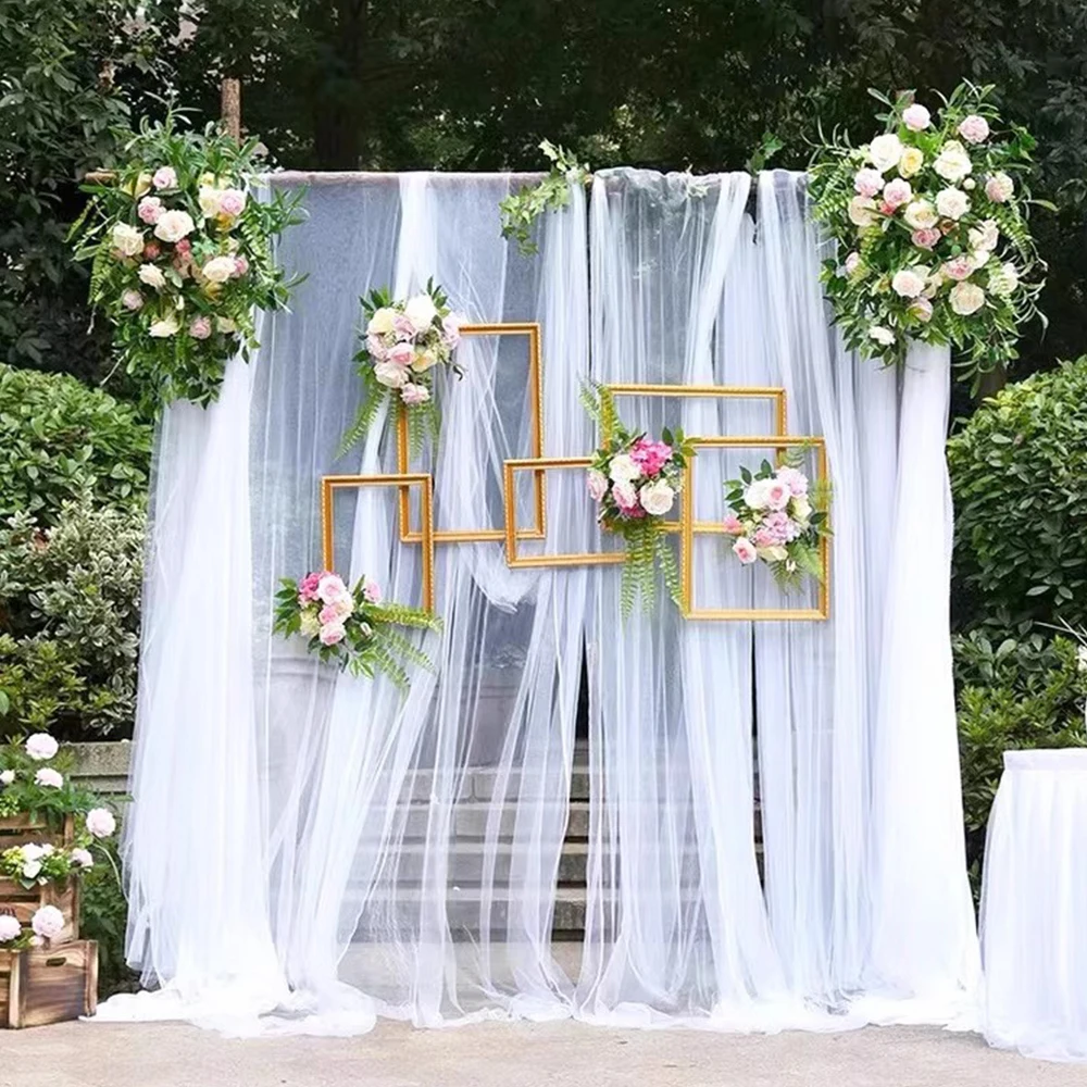Set of 2 Wedding Arch Mesh Draping Fabric Sheer for Easter Bridal Shower Backdrop Outdoor Party Arches Church Ceremony Decoratio